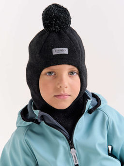 Шлем демисезонный из смесовой шерсти Графит меланж - Bungly фото 2