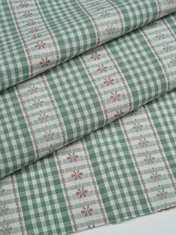 Вареный (стираный) хлопок Вышивка-цветочки цв.зеленый, ш.2.5м, хлопок-100%, 150гр/м.кв - Купава фото 5