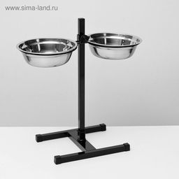 Подставка с мисками, 21.5 л, высота 50 см, разборная, чёрная - Пижон фото 3