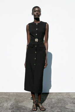 MIDI CREPE BELT DRESS