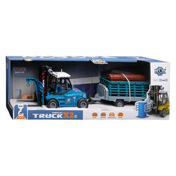 Машина "Вилочный погрузчик с прицепом" 1:43  (свет,звук) в коробке