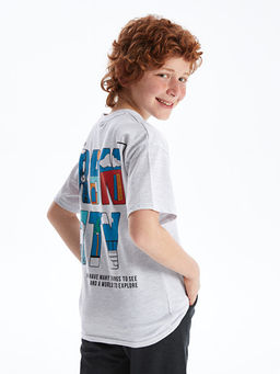 Bisiklet Yaka Bask?l? K?sa Kollu Erkek ?ocuk Ti??rt