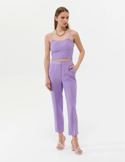 Mor Crop Top Kolsuz Bluz - Pierre cardin фото 4