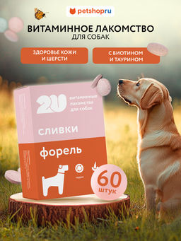 Витаминное лакомство для собак "для красивой кожи и шерсти", 60таб 23тп67
