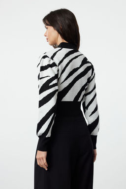 Zumrut Yesili Zebra Desenli Crop Triko Kazak TWOAW21KZ0010 - Trendyolmilla фото 21