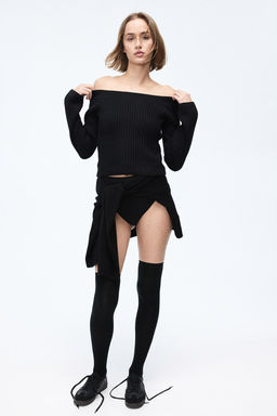 Jersey off-the-shoulder en punto de canale - H&m фото 2