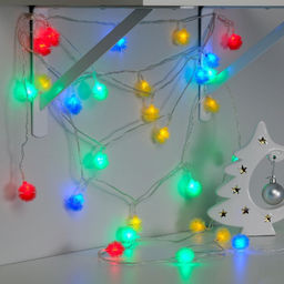 Гирлянда Нить 5 м с насадками Ёжики цветные, IP20, прозрачная нить, 30 LED, свечение мульти, 8 режимов, 220 В - Luazon lighting фото 5