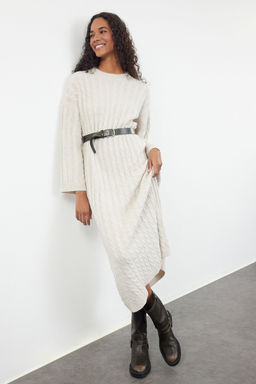 Tas Maxi Triko Sac Orgulu Genis Kal?p Elbise TWOAW25EL00078