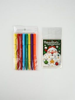 Подарочный набор новогодний, 8 ручек, 8 открыток МИКС