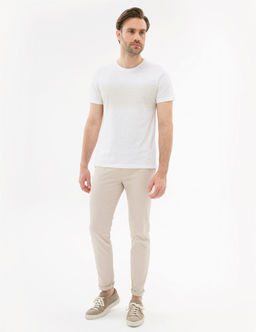 Beyaz Slim Fit Bask_l_ Bisiklet Yaka Ti__rt - Pierre cardin фото 4