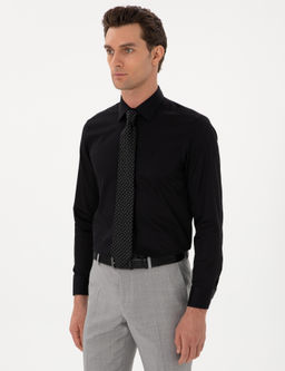 Siyah Slim Fit Uzun Kollu Basic G_mlek