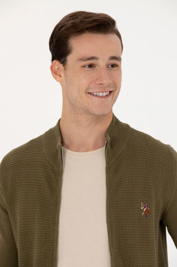 U. S. Polo Assn / Мужской базовый трикотажный кардиган цвета хаки - U.s. polo assn фото 14