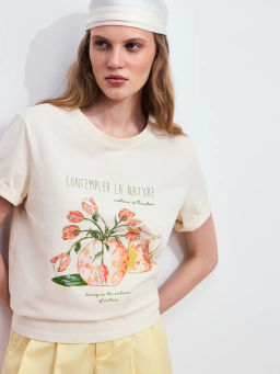 Футболка из хлопка с принтом ZR2605023411-9 / Zarina