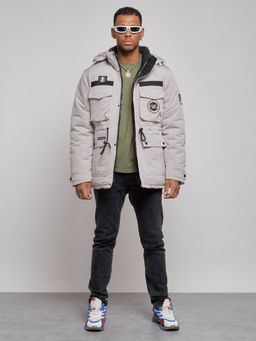 Куртка мужская зимняя с капюшоном молодежная серого цвета 88911Sr - Mtforce фото 6