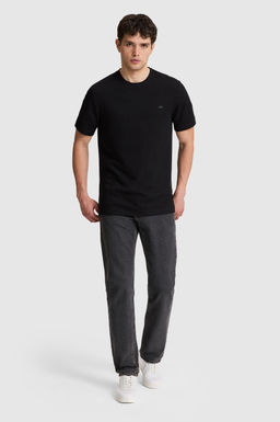 Erkek Siyah Regular Fit Bisiklet Yaka Ti__rt