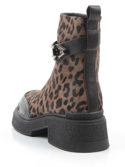 04-HSM705 BLACK/LEOPARD Ботинки зимние женские (натуральная кожа, натуральный мех)