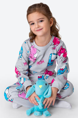 Хлопковая пижама для девочки из футера с начесом Happy Fox  фото 7