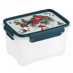Контейнер для продуктов пластмассовый "Снегири" 1,1л, 16,5х11,6х9,5см, прямоугольный, подходит для СВЧ (Россия)
