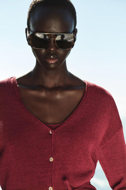 KNIT LINEN BLEND CARDIGAN - Zara фото 2