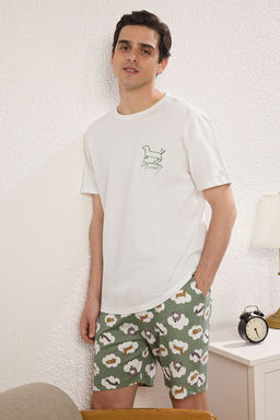 TRENDYOL MAN Lacivert Regular Fit Kopek Desenli Orme Sortlu Pijama Tak?m? TMNSS25PT00010 - Trendyolmilla фото 7