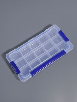 Цена за 3 шт. Органайзер для хранения мелочей, с подвесом, 15 ячеек, 23×12×3.5 см, прозрачный, синий