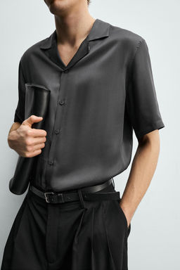 CAMISA SATINADA RELAXED FIT / Gris - Zara фото 5