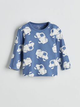 Bisiklet Yaka Bask?l? Erkek Bebek Pijama ?st