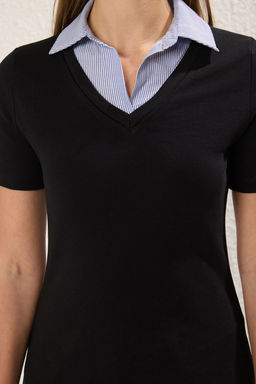 Trendyolmilla Pembe Dokuma Detayl? Regular/Normal Kal?p Orme Bluz TWOSS25BZ00214 фото 7