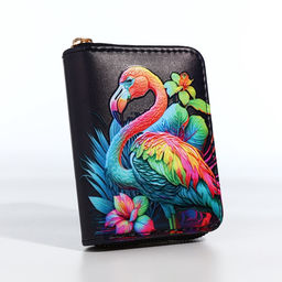 Кошелёк женский «Неоновый фламинго», маленький, чёрный