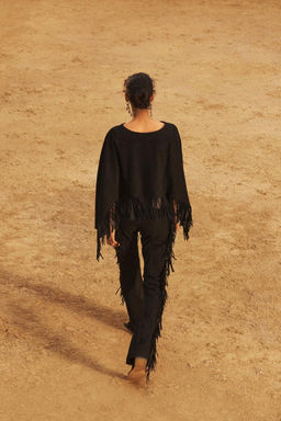 SUEDE LEATHER FRINGED CAPE - LIMITED EDITION - Zara фото 5