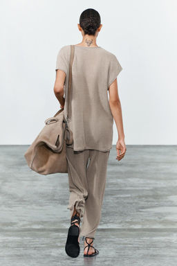 KNIT TROUSERS WITH TURN-UP HEMS - Zara фото 3