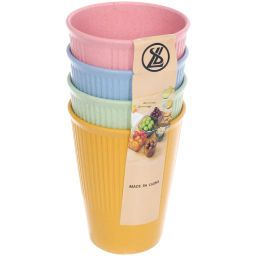 Стакан пластиковый 400мл "ЭкоЛайф" в наборе 4шт, микс цветов