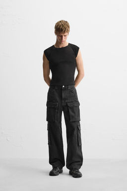 CARGO POCKET DENIM TROUSERS