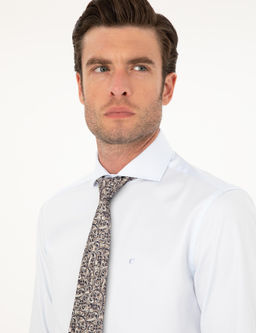 Голубая классическая хлопковая рубашка приталенного кроя - Cacharel фото 2