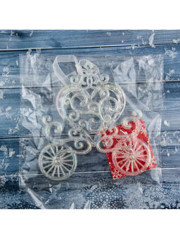 Цена за 2 шт. Ёлочная игрушка Зимнее волшебство. Карета, перелив 1111 см, прозрачный перелив  фото 9