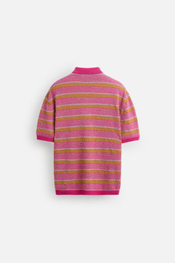 TEXTURED STRIPE KNIT POLO SHIRT - Zara фото 8