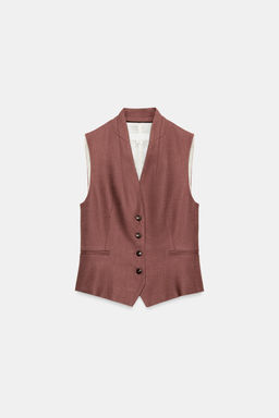 CHALECO CON LINO SET / MARSALA - Zara фото 6