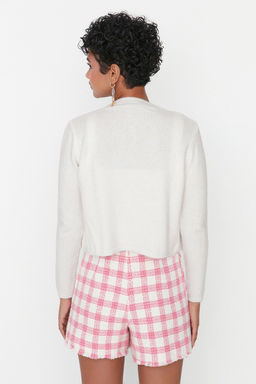 Ekru Crop Yumusak Dokulu 2li Bluz-H?rka Triko Tak?m TWOAW21HI0107