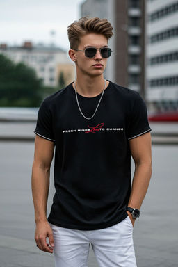 TRENDYOL MAN Siyah Regular/Normal Kesim Yaz? Bask?l? Triko Bantl? T-Shirt TMNSS25TS00110