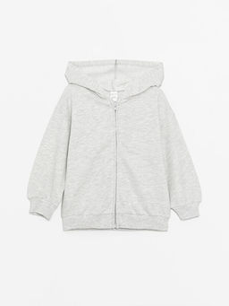 Kap??onlu Uzun Kollu K?z Bebek Fermuarl? Sweatshirt