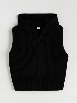 Kap??onlu K?z ?ocuk Triko Yelek