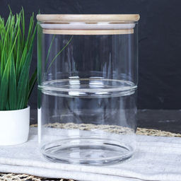 Банка для хранения 2-х ярусная бамбуковая крышка 8 см / LCSC22-8/уп 40/ - Галеонтрейд фото 2