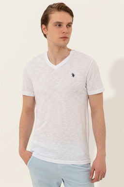 Мужская белая футболка с v-образным вырезом Basic - U.s. polo assn фото 10