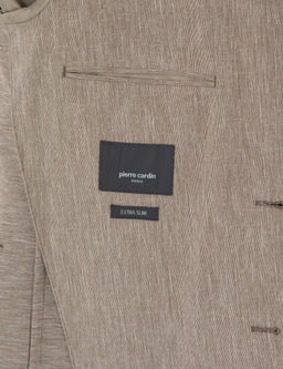 A__k Kahverengi Ex. Slim Fit Keten Kar___ml_ Ceket