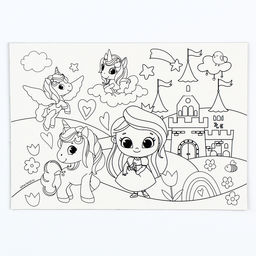 Цена за 2 шт. Магнит-раскраска многоразовая «Принцесса и сказочные Единорожки», 14.8×21 см