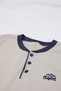 Gri Regular Dugmeli Yaka Orme Pijama Tak?m? TMNSS26PT00033