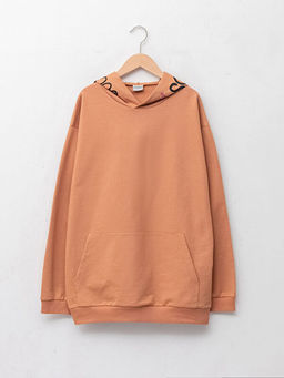 Kap??onlu Bask?l? Uzun Kollu Erkek ?ocuk Sweatshirt