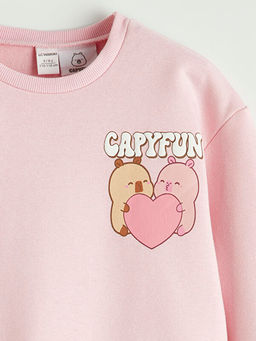 Capyfun Bask?l? K?z Bebek Sweatshirt