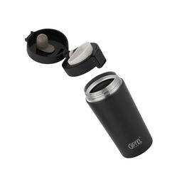 50930 GIPFEL Термокружка вакуумная OSLO 360 мл с герметичной крышкой на замке. Материал: нержавеющая сталь 304, пластик, силикон. Цвет корпуса: стальной, цвет крышки: черный.  фото 5