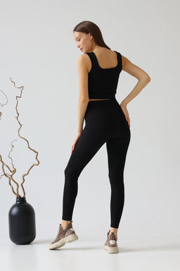 Лосины Легинсы из хлопка с лайкрой с высокой посадкой